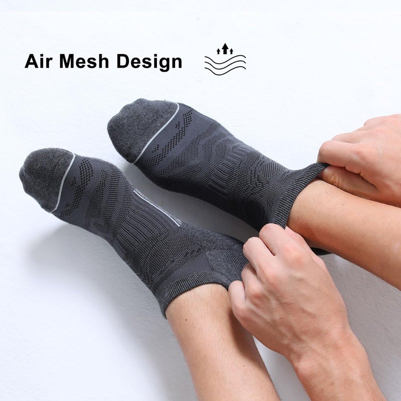 FITRELL 6 Pack Men's Ankle Running Socks Low Cut Cushioned Athletic Sports Socks, Shoe Size 7-9, Dark Gray+Gray - Image 4